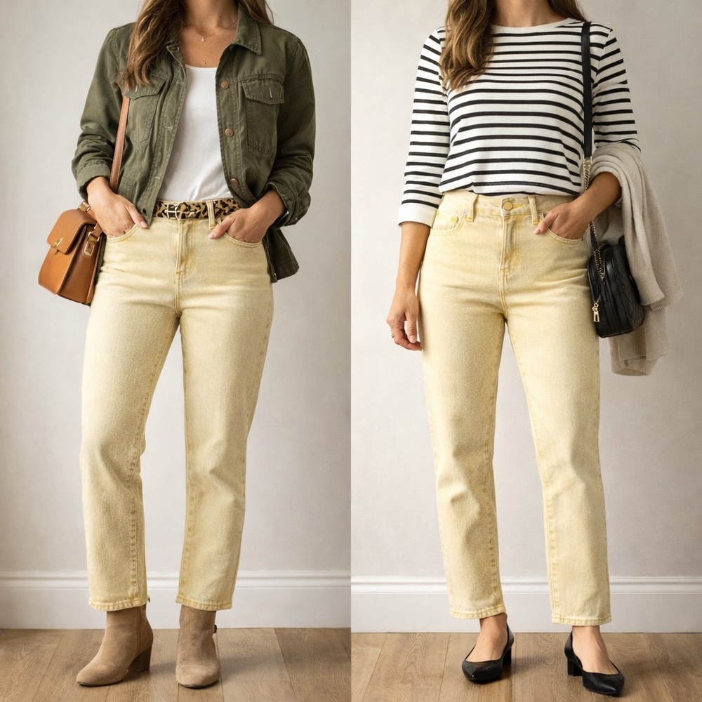 Pilcro Women's Straight Leg Jeans in Butter Yellow 04-0140 - Picture 1 of 9